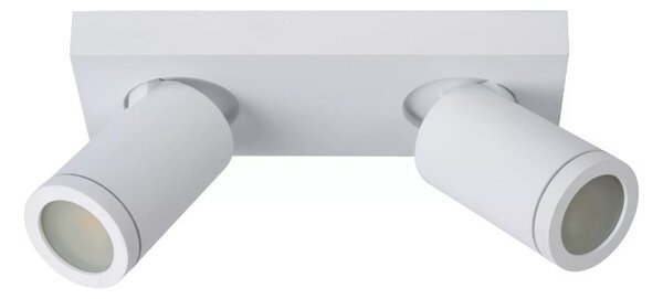 Lucide 09930/10/31 stropní bodové svítidlo 2x5W | LED GU10 | 2x320lm | 2200K/3000K | IP44 - žárovka je součástí balení, bílé, nastavitelné, stmívatelné, CCT