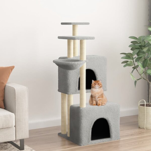 Škrabadlo pro kočky se sisalovými sloupky světle šedé 122 cm 172053