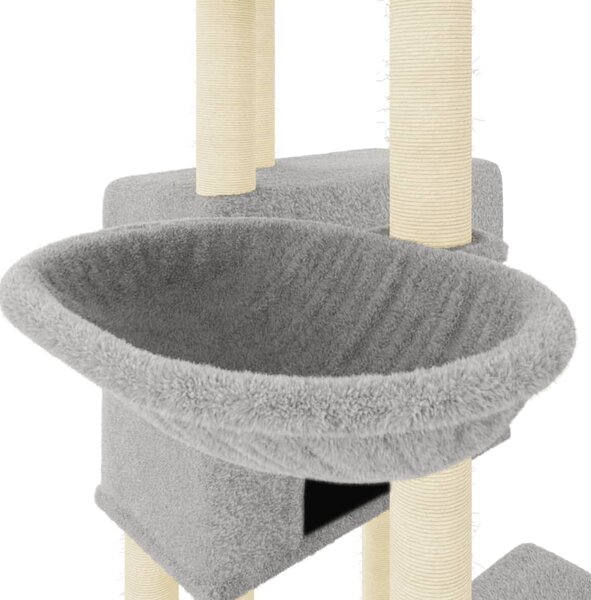 Škrabadlo pro kočky se sisalovými sloupky světle šedé 122 cm 172053