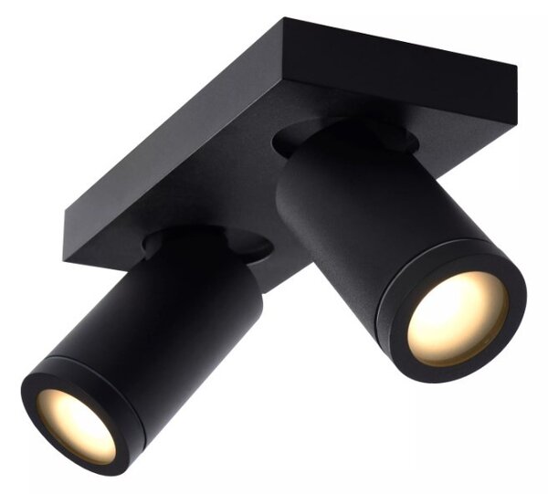 Lucide 09930/10/30 stropní bodové svítidlo 2x5W | LED GU10 | 2320lm | 2200K/3000K | IP44 - žárovka je součástí balení, černá, nastavitelné, stmívatelné, CCT