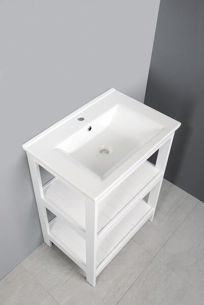 Aqualine Aqualine, ETIDE policová umyvadlová skříňka 61,5x85x44 cm, matná bílá, ET610