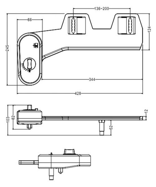 Aqualine Aqualine, EASY CLEANING přídavný bidet na studenou vodu, polypropylen, MT002