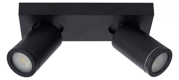 Lucide 09930/10/30 stropní bodové svítidlo 2x5W | LED GU10 | 2320lm | 2200K/3000K | IP44 - žárovka je součástí balení, černá, nastavitelné, stmívatelné, CCT