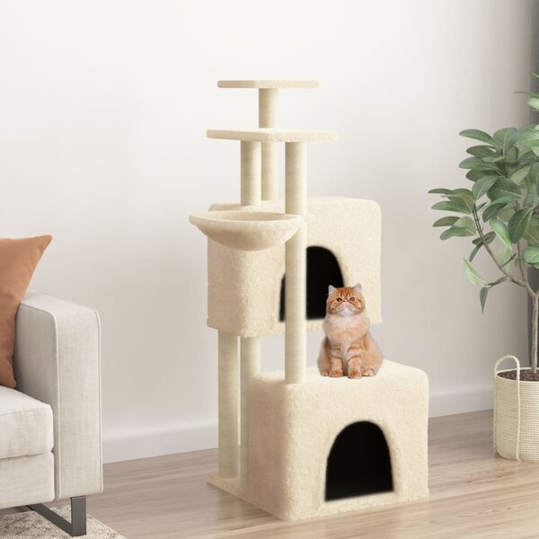 Škrabadlo pro kočky se sisalovými sloupky krémové 122 cm 172052