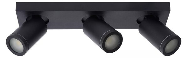 Lucide 09930/15/30 stropní bodové svítidlo 3x5W | LED GU10 | 3x320lm | 2200K/3000K | IP44 - žárovka je součástí balení, černá, nastavitelné, stmívatelné, CCT