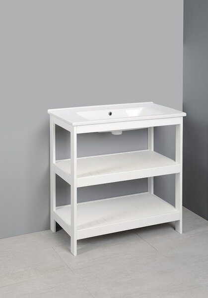 Aqualine Aqualine, ETIDE policová umyvadlová skříňka 81,5x86x44 cm, matná bílá, ET830