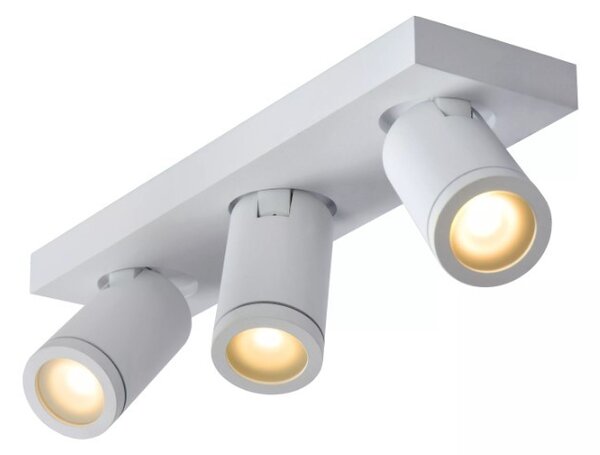 Lucide 09930/15/31 stropní bodové svítidlo 3x5W | LED GU10 | 3x320lm | 2200K/3000K | IP44 - žárovka je součástí balení, bílá, nastavitelné, stmívatelné, CCT