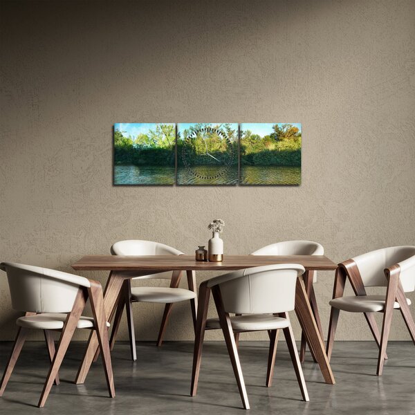Obraz - jezero (s hodinami) (90x30 cm)