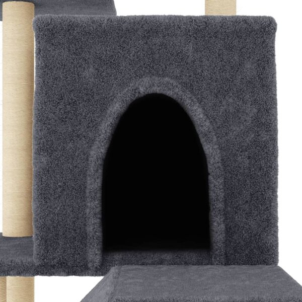 Škrabadlo pro kočky se sisalovými sloupky tmavě šedé 110,5 cm 172063
