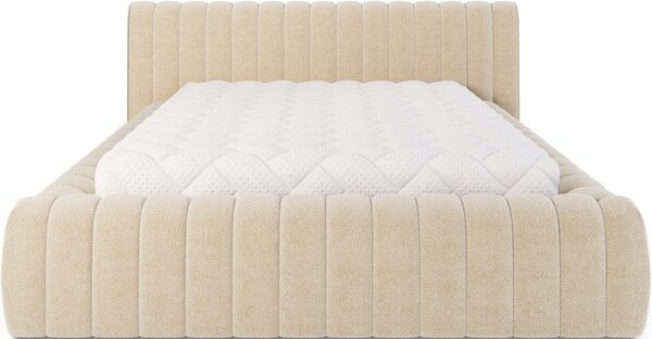 Béžová čalouněná dvoulůžková postel s úložným prostorem s roštem 180x200 cm Carilla – ELTAP