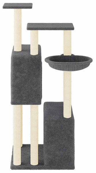 Škrabadlo pro kočky se sisalovými sloupky tmavě šedé 122 cm 172054