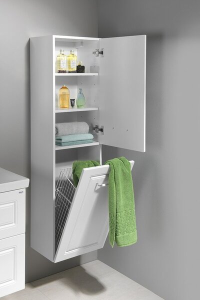 Aqualine Aqualine, FAVOLO skříňka vysoká s košem 40x150x31 cm, bílá mat, FV160