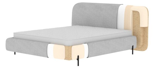 Béžová čalouněná dvoulůžková postel s úložným prostorem s roštem 180x200 cm Pointt – ELTAP