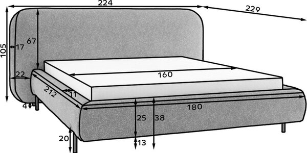 Béžová čalouněná dvoulůžková postel s úložným prostorem s roštem 160x200 cm Pointt – ELTAP
