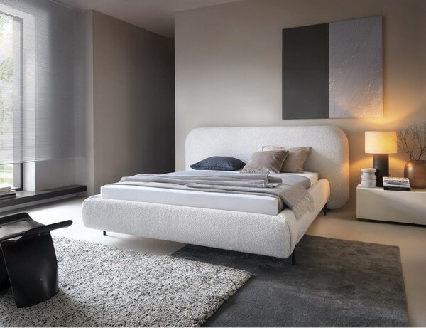 Béžová čalouněná dvoulůžková postel s úložným prostorem s roštem 180x200 cm Pointt – ELTAP
