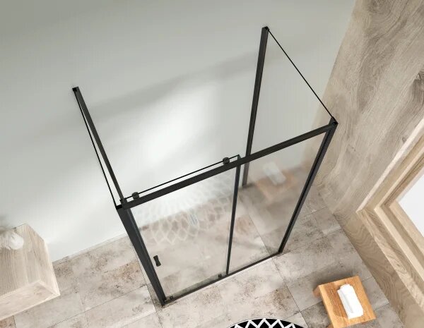NICOL COMBI II Black 80x100x80 Čiré+Grape Sprchový kout s posuvnými dveřmi