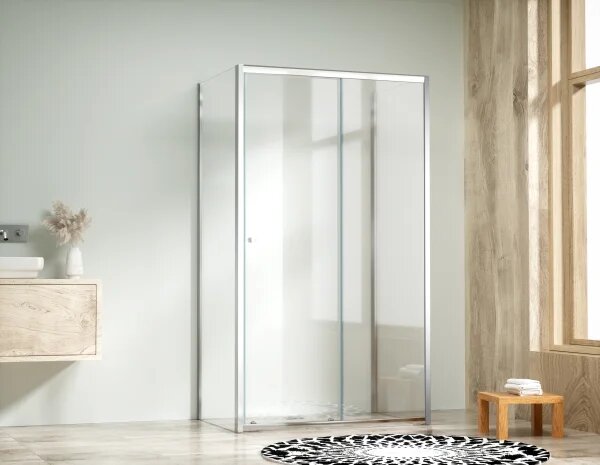 NICOL COMBI II Chrom 80x100x80 Čiré Sprchový kout s posuvnými dveřmi