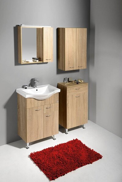Aqualine Keramia Fresh skříňka 59.6x34.4x74 cm pod umyvadlo závěsná dub 50066