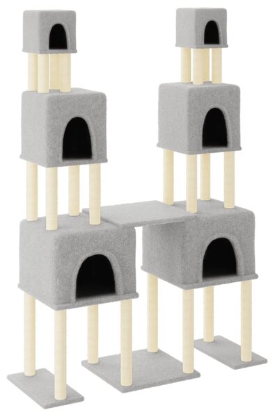 Škrabadlo pro kočky se sisalovými sloupky světle šedé 199 cm 172080