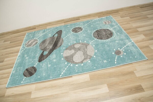Makro Abra Dětský kusový koberec Lima F495A Planety Vesmír modrý šedý Rozměr: 120x170 cm
