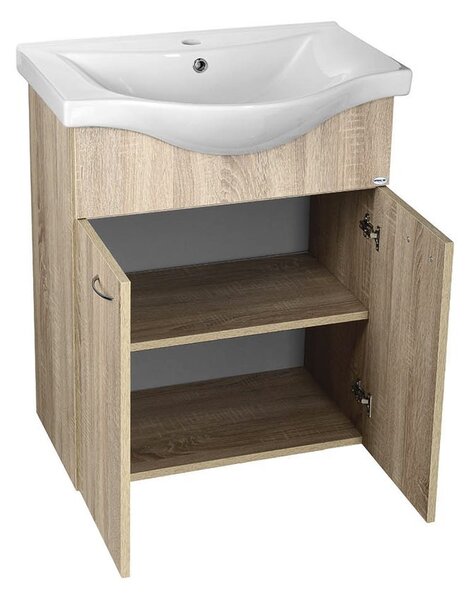 Aqualine Aqualine, KERAMIA FRESH umyvadlová skříňka 60,60x74x33,7cm, dub platin, 50065
