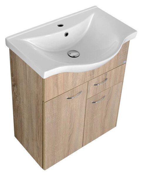 Aqualine Keramia Fresh skříňka 59.6x34.4x74 cm pod umyvadlo závěsná dub 50066