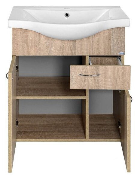Aqualine Keramia Fresh skříňka 59.6x34.4x74 cm pod umyvadlo závěsná dub 50066