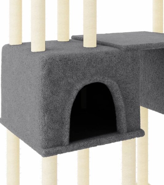 Škrabadlo pro kočky se sisalovými sloupky tmavě šedé 199 cm 172081