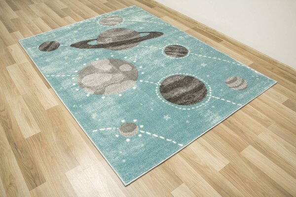 Makro Abra Dětský kusový koberec Lima F495A Planety Vesmír modrý šedý Rozměr: 120x170 cm