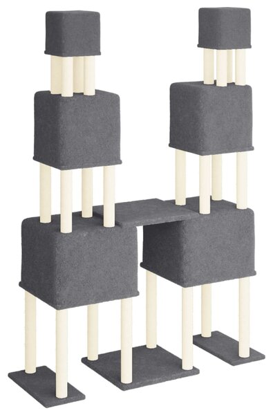 Škrabadlo pro kočky se sisalovými sloupky tmavě šedé 199 cm 172081