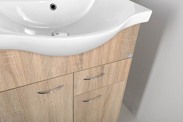 Aqualine Keramia Fresh skříňka 59.6x34.4x74 cm pod umyvadlo závěsná dub 50066