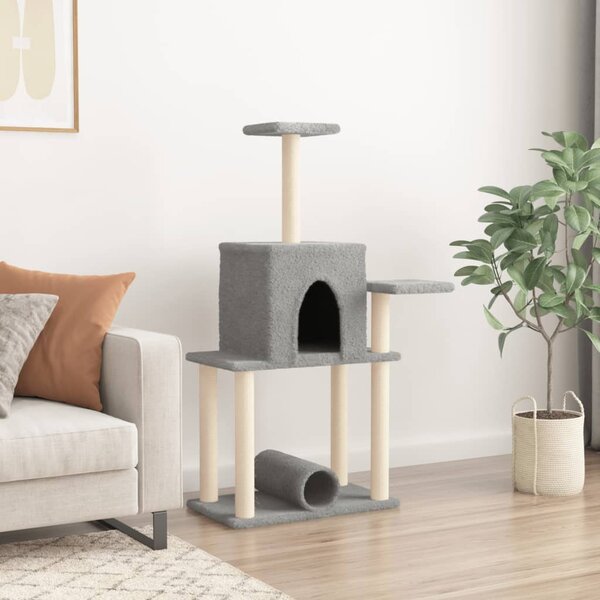 Škrabadlo pro kočky se sisalovými sloupky světle šedé 122 cm 172089
