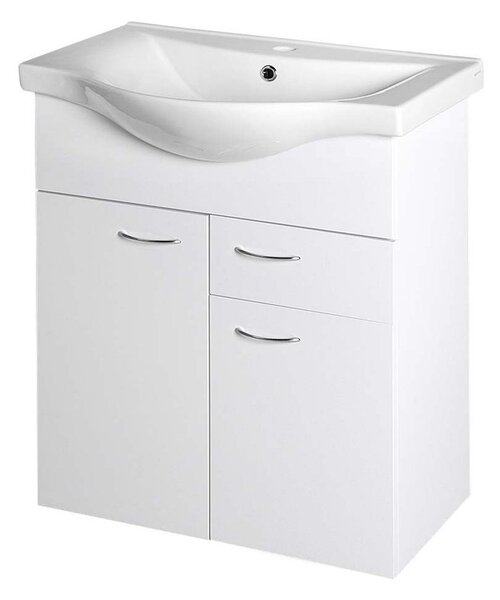 Aqualine Aqualine, KERAMIA FRESH umyvadlová skříňka, 1 zásuvka, 60,6x74x33,7cm, bílá, 50064A