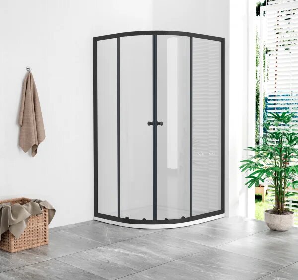 POINT AS BLACK ROCKY 100x80 Clear Pravý Asymetrický sprchový kout s mramorovou vaničkou