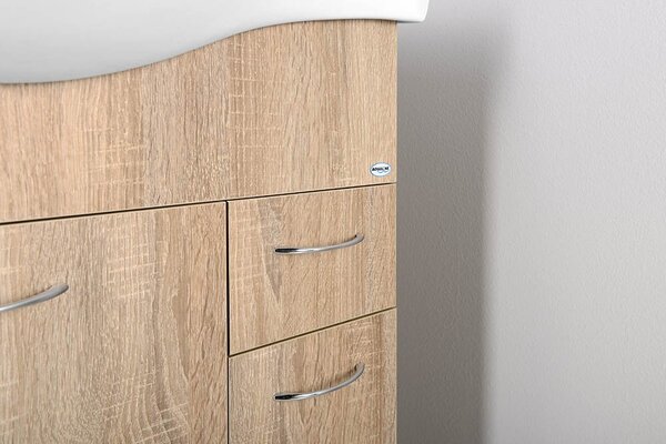 Aqualine Aqualine, KERAMIA FRESH umyvadlová skříňka 74,5x74x34,7cm, dub platin, 50083