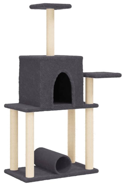 Škrabadlo pro kočky se sisalovými sloupky tmavě šedé 122 cm 172090