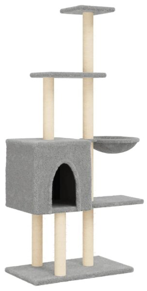 Škrabadlo pro kočky se sisalovými sloupky světle šedé 145 cm 172095