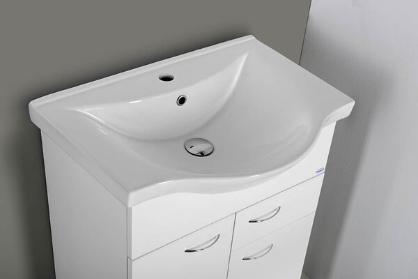 Aqualine Aqualine, KERAMIA FRESH umyvadlová skříňka, 1 zásuvka, 60,6x74x33,7cm, bílá, 50064A