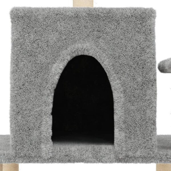 Škrabadlo pro kočky se sisalovými sloupky světle šedé 122 cm 172089