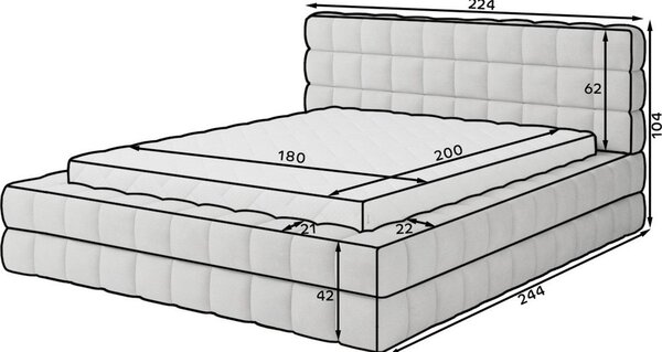 Béžová čalouněná dvoulůžková postel s úložným prostorem s roštem 180x200 cm Dizzle – ELTAP