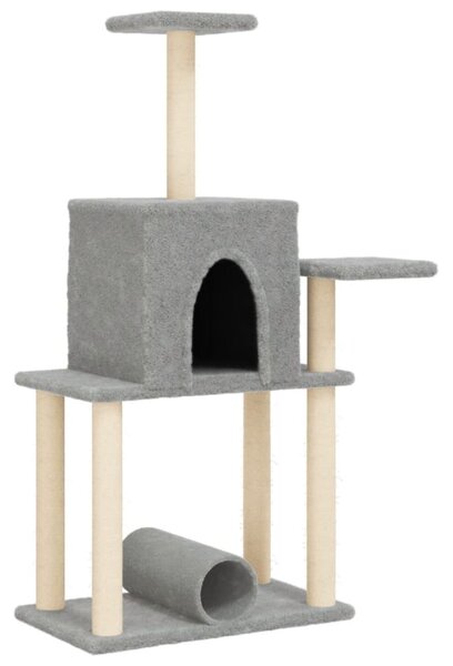 Škrabadlo pro kočky se sisalovými sloupky světle šedé 122 cm 172089