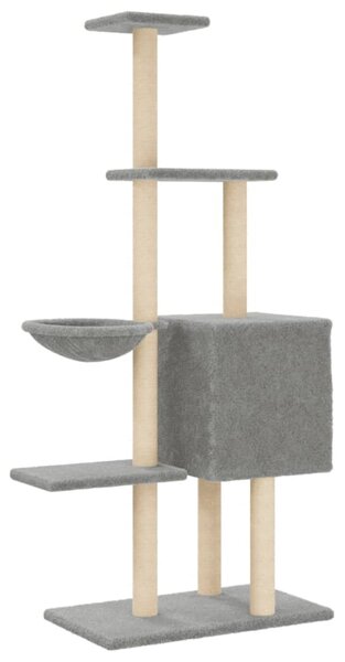 Škrabadlo pro kočky se sisalovými sloupky světle šedé 145 cm 172095