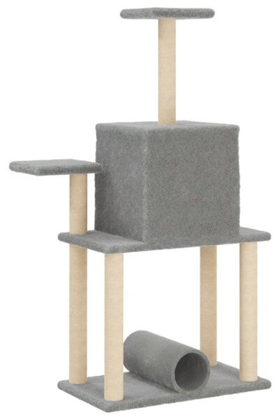 Škrabadlo pro kočky se sisalovými sloupky světle šedé 122 cm 172089