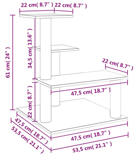 Škrabadlo pro kočky se sisalovými sloupky krémové 61 cm 172085