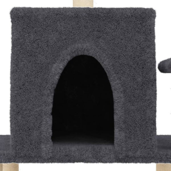 Škrabadlo pro kočky se sisalovými sloupky tmavě šedé 122 cm 172090