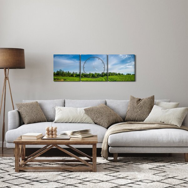 Obraz louky (s hodinami) (90x30 cm)