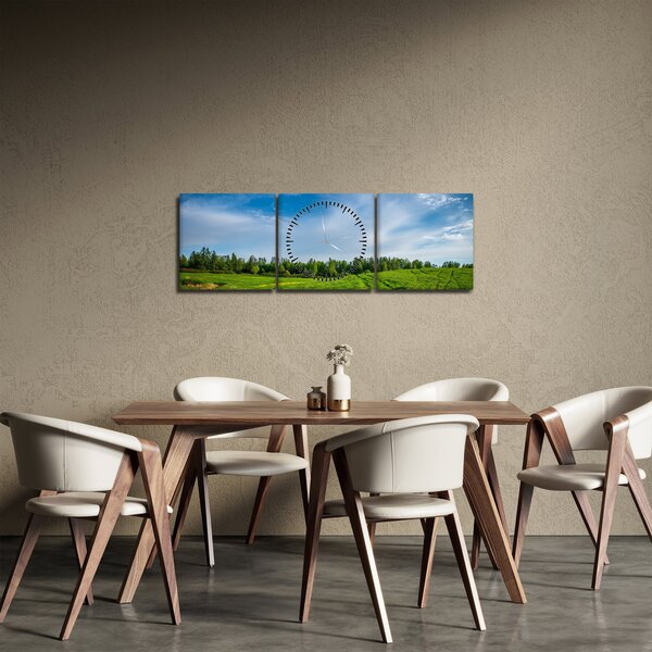 Obraz louky (s hodinami) (90x30 cm)