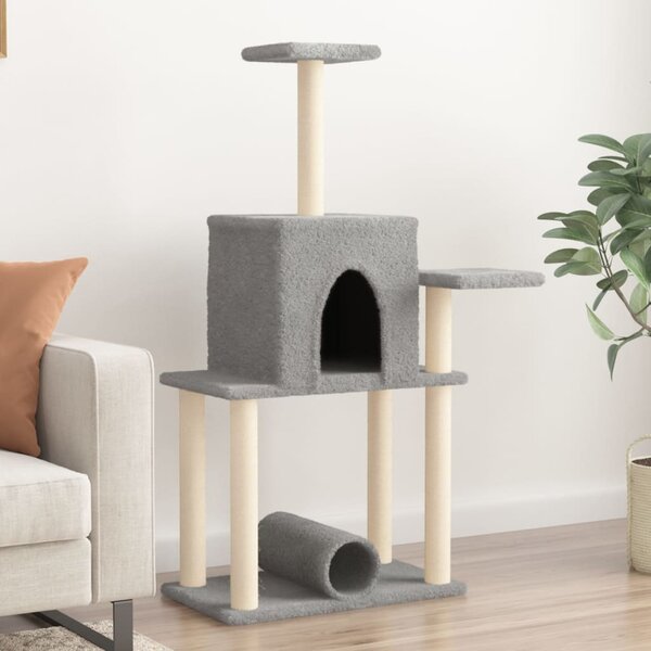 Škrabadlo pro kočky se sisalovými sloupky světle šedé 122 cm 172089