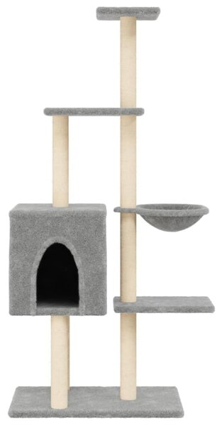 Škrabadlo pro kočky se sisalovými sloupky světle šedé 145 cm 172095