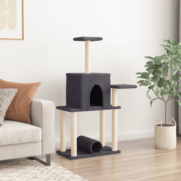 Škrabadlo pro kočky se sisalovými sloupky tmavě šedé 122 cm 172090